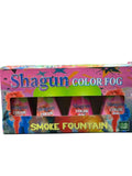 Shagun Color Fog smoke fountain packaging on a blue surface with colorful background